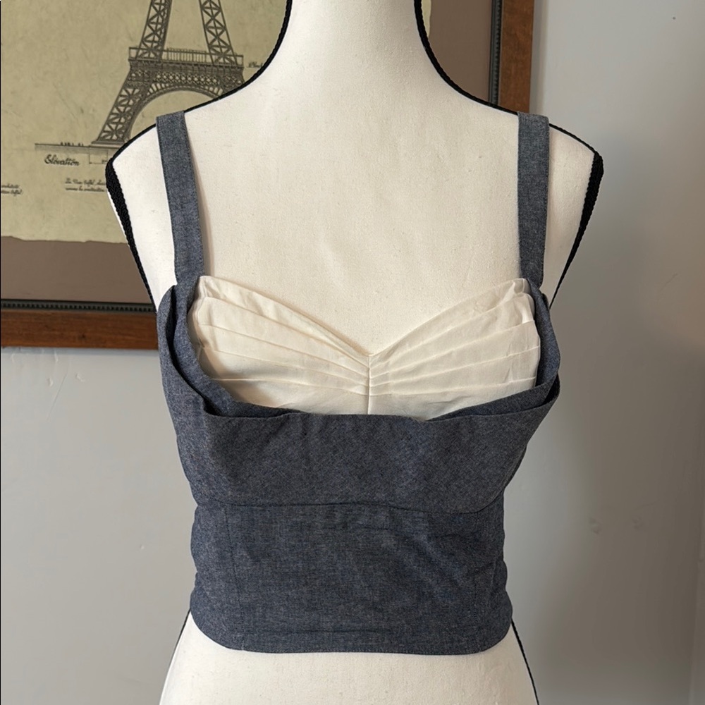 Trashy Diva Blue and Cream Bustier Tank Top Fitted Style